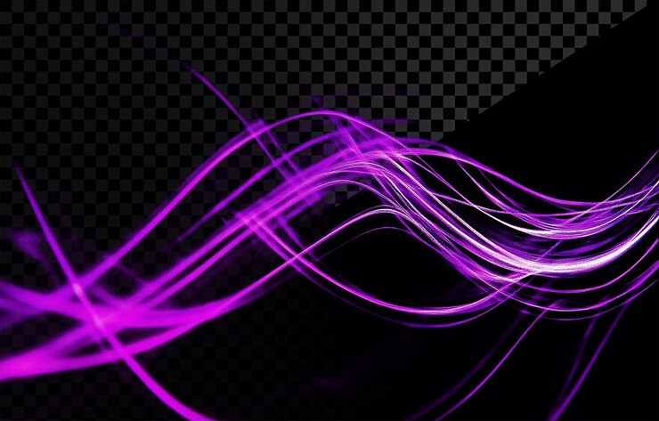 PSD purple light waves in the air on transparent background