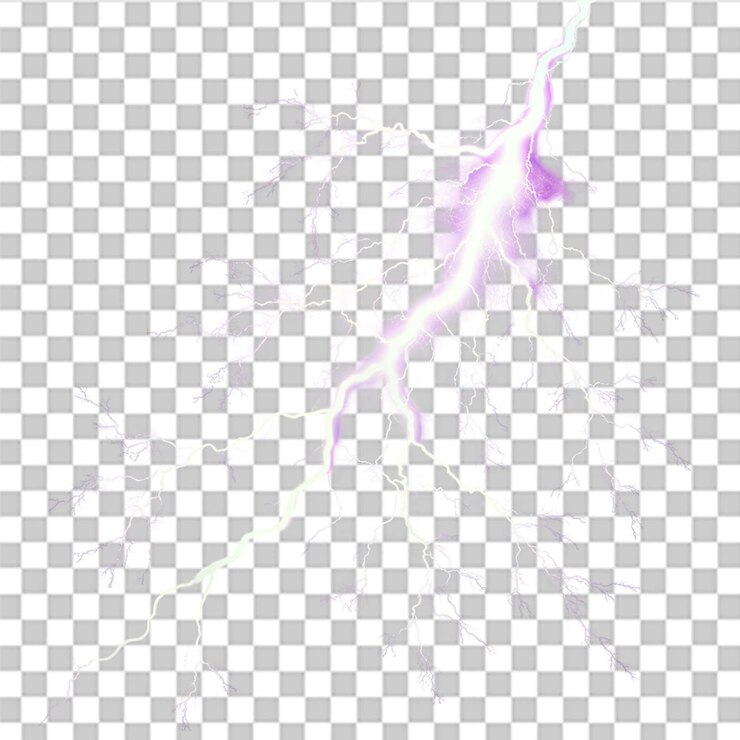 PSD purple lightning isolated on transparent background