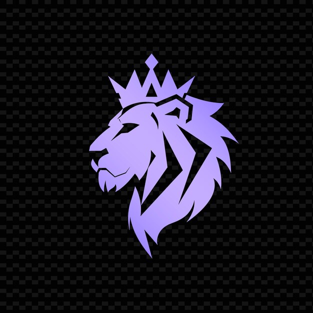 PSD a purple lion head with a crown on it