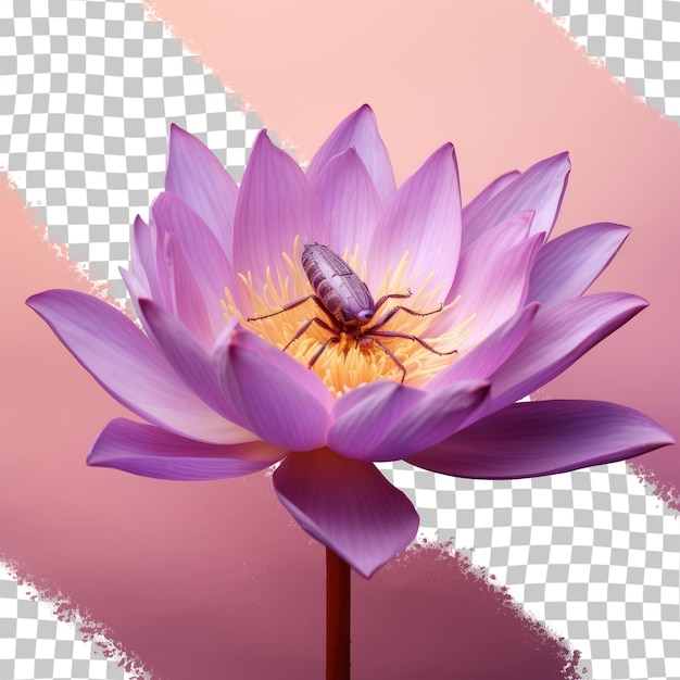 PSD a purple lotus with a bug on it