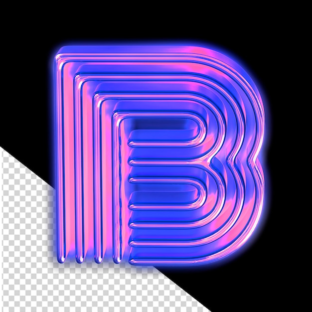 PSD purple luminous symbol letter b