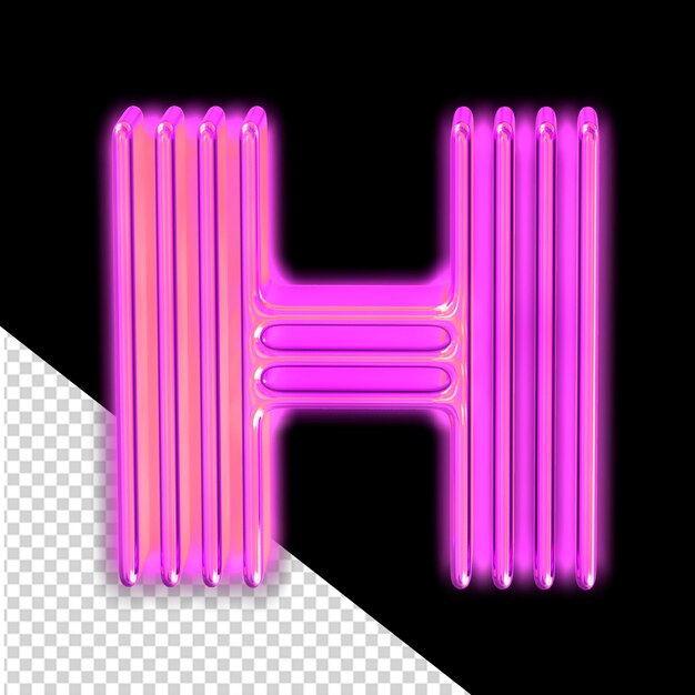 PSD purple luminous symbol letter h