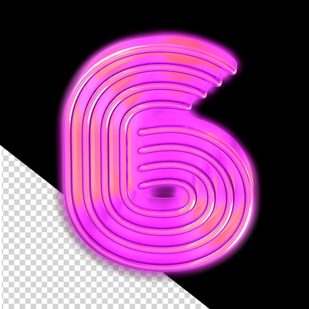 PSD purple luminous symbol number 6