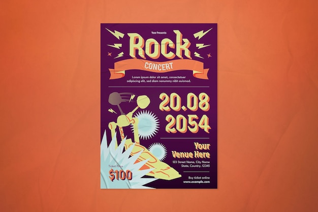purple maximalism rock concert social media flyer