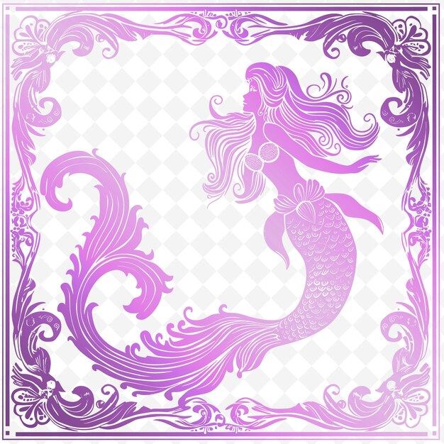 PSD a purple mermaid with purple and pink colors and a purple mermaid