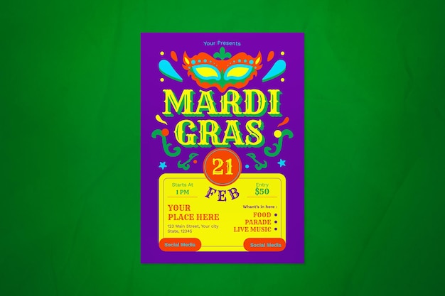 Purple modern mardi grass flyer