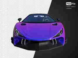 PSD purple modern sports car front view isolated 3d render