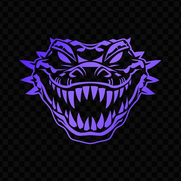 Purple monster with a purple mask on the black background