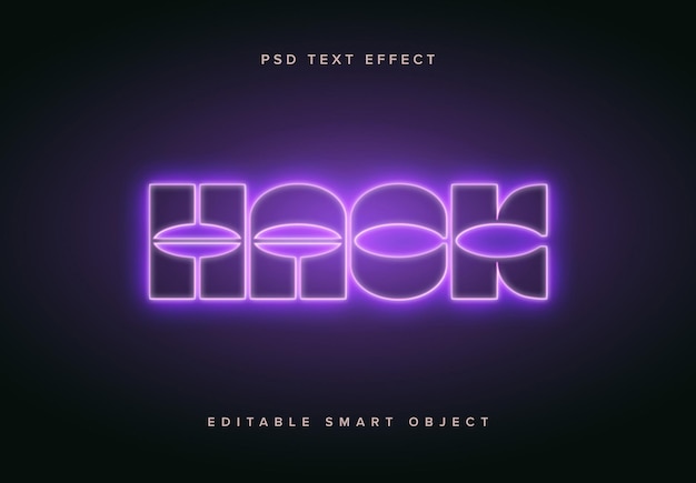 PSD purple neon teksteffect mockup