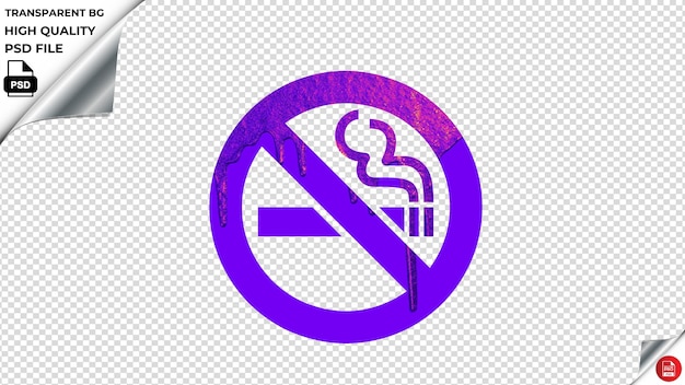 PSD un cartello purpureo contro il fumo su uno sfondo trasparente