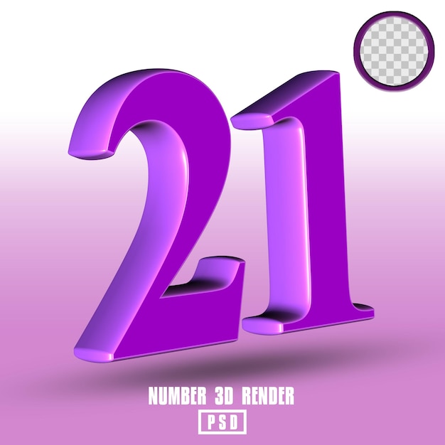 purple number 3D render