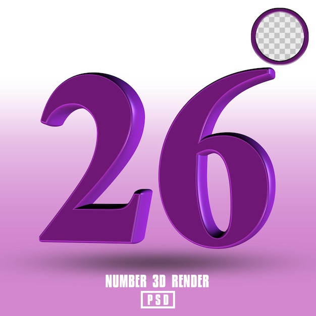 purple number 3D render