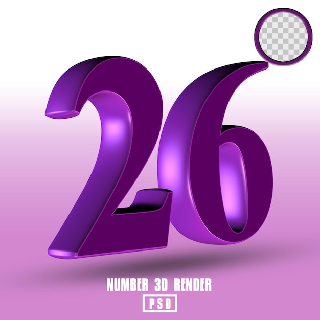 purple number 3D render