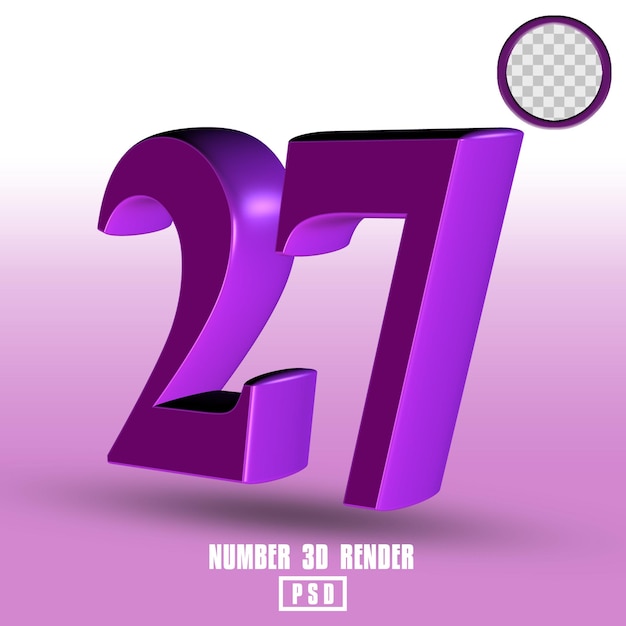 purple number 3D render
