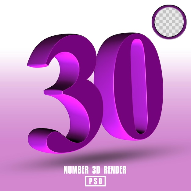 PSD purple number 3d render