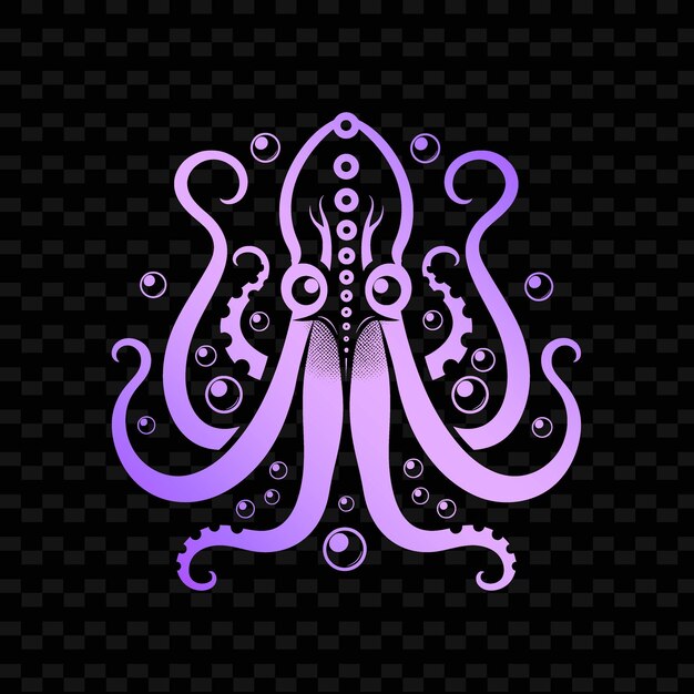 PSD a purple octopus with a purple background and a pattern of the word octopus