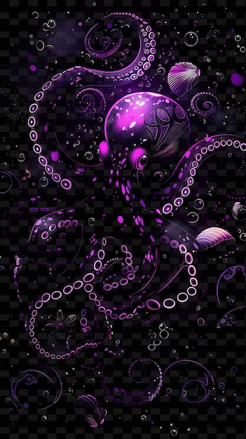 PSD purple octopus with purple tentacles that says octopus