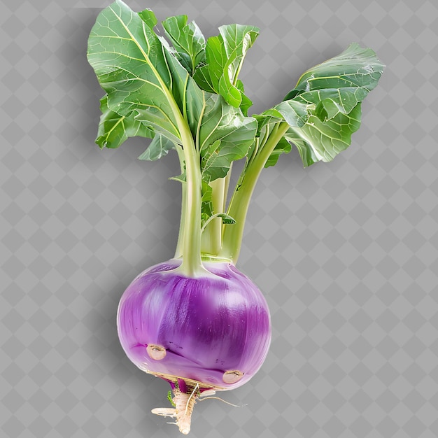 PSD a purple onion with a green leaf on it