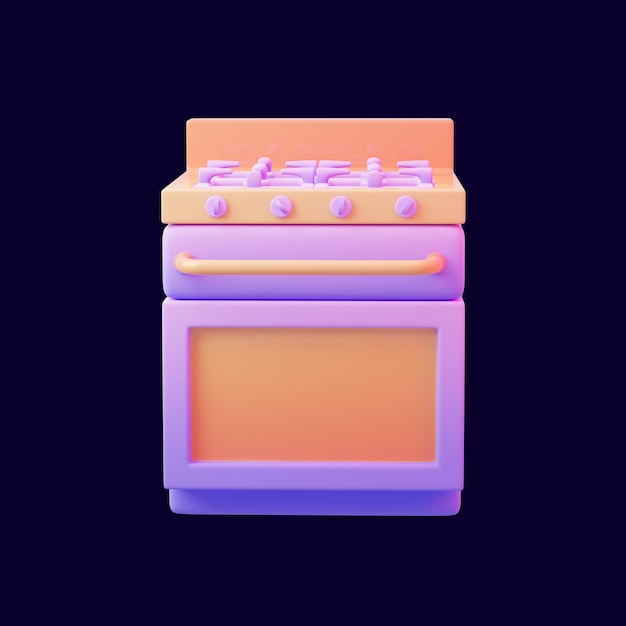 A purple and orange oven with the word " as " on the front.