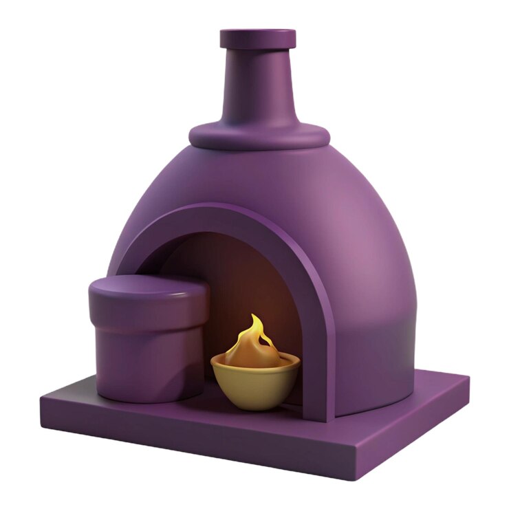 PSD a purple oven with a candle inside of it