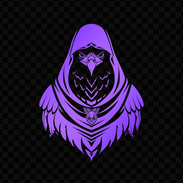 PSD a purple owl with a purple tail sits on a black background