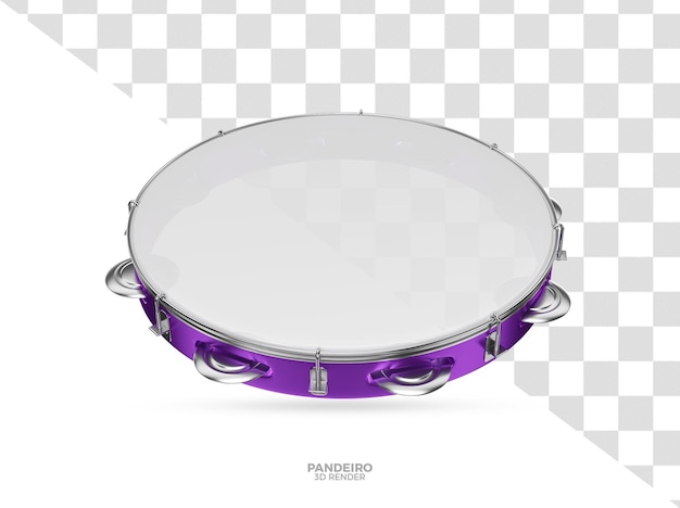 PSD 3d визуализация purple pandeiro instrument для бразильского карнавала