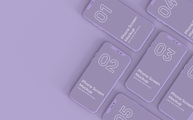 PSD purple phone screens top view