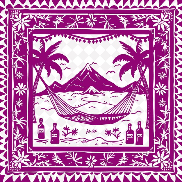 PSD a purple and pink background with palm trees and mountains