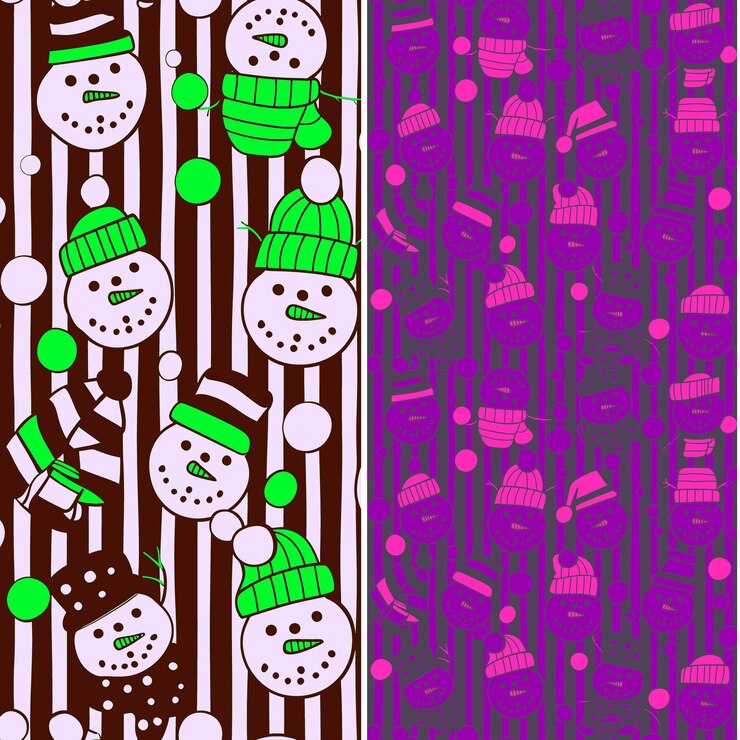PSD a purple and pink background with snowmen and a snowman