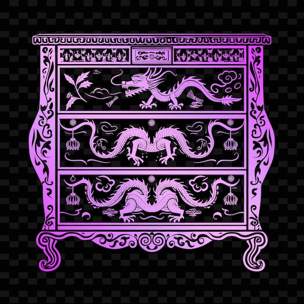 A purple and pink design with a black background with a pink and purple design