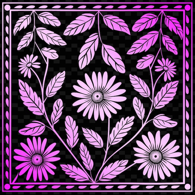 PSD a purple and pink design with flowers and a black background