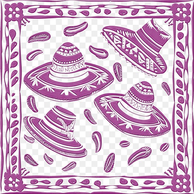 PSD a purple and pink design with three hats and a pattern of hats