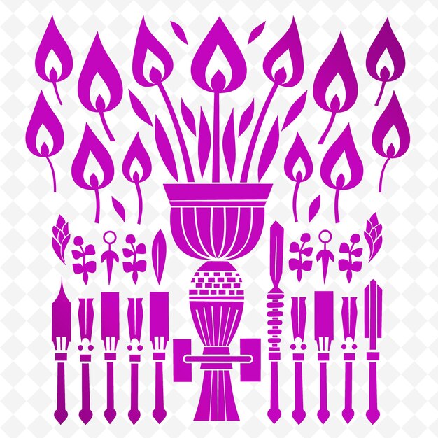 PSD un'immagine viola e rosa di una candela e di un candelabro