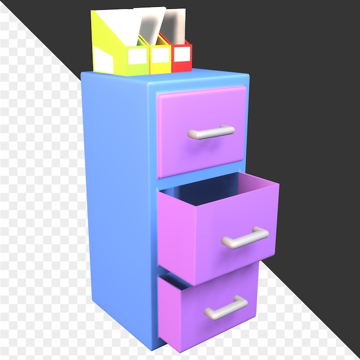 PSD a purple and pink storage box with a drawer that says quot storage quot