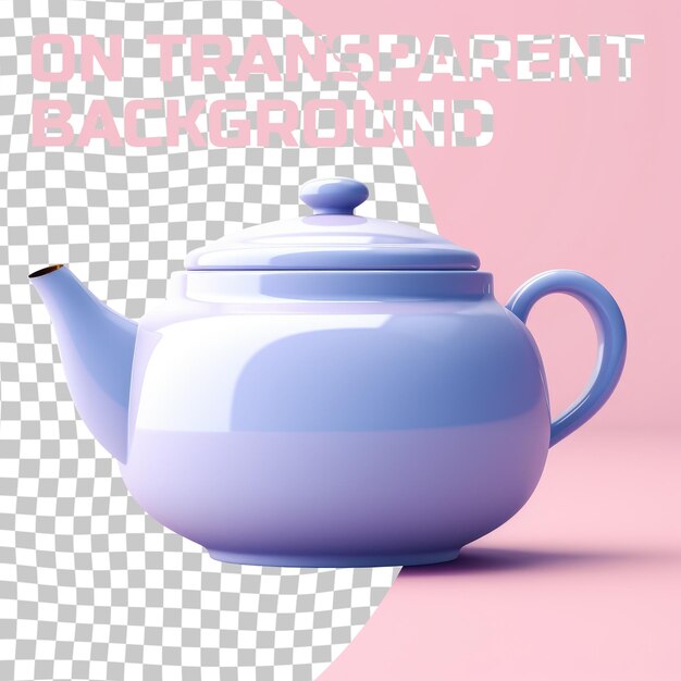 PSD purple porcelain teapot with lid on sleek transparent background