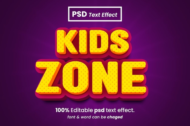 A purple poster that says kids zone on it