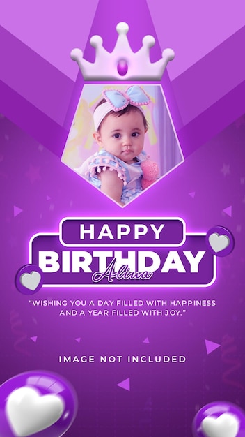 a purple poster with a baby and hearts on it