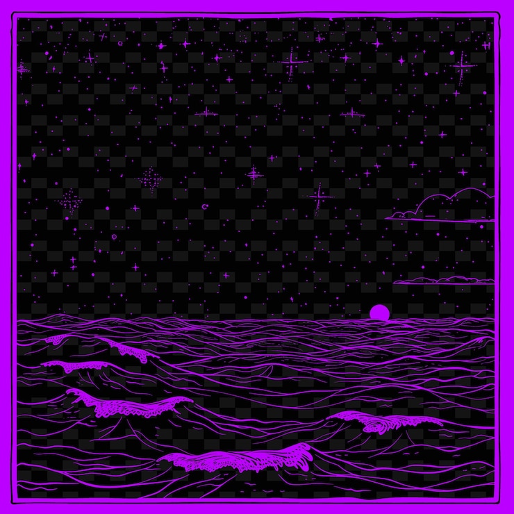 PSD a purple poster with stars and the moon in the background