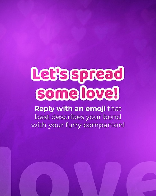 A purple poster with the wordslets spread love love love