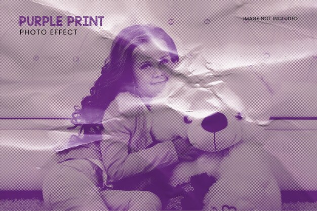 Purple print photo effect template