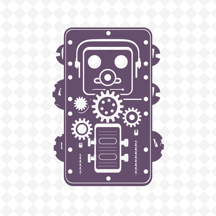 PSD a purple and purple cell phone with the gears on it