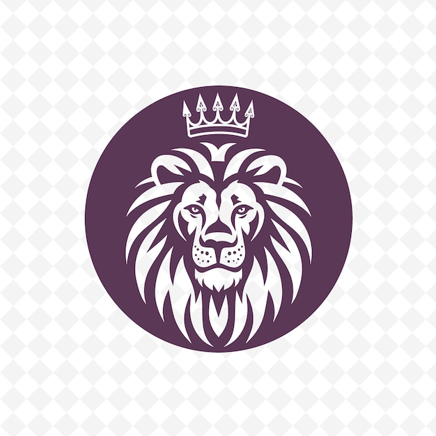 PSD a purple and purple lion head with a crown on it