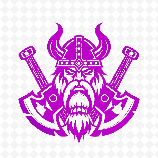 PSD a purple and purple logo of a bearded man with a beard and a sword