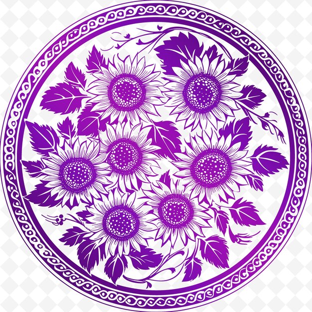 PSD a purple and purple plate with flowers on it