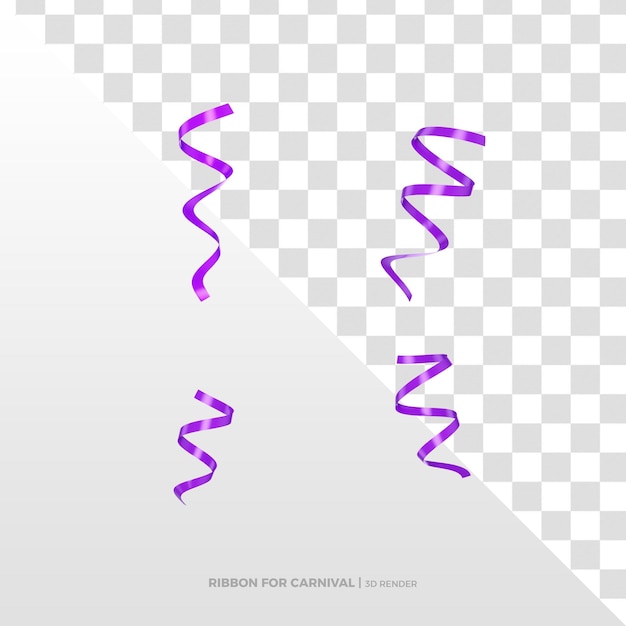 PSD purple ribbon 3d render for brazilian carnaval