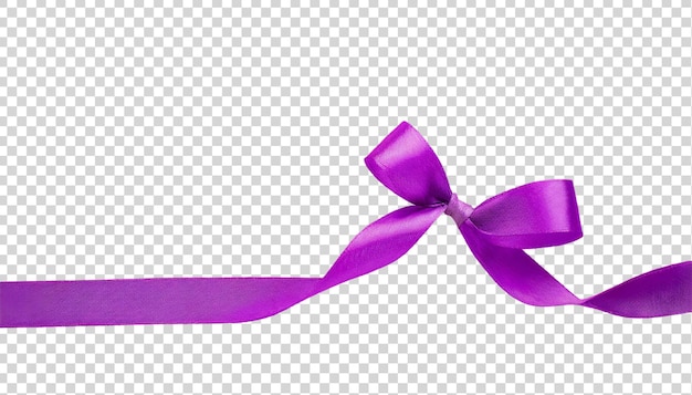 Purple ribbon bow isolated on transparent background