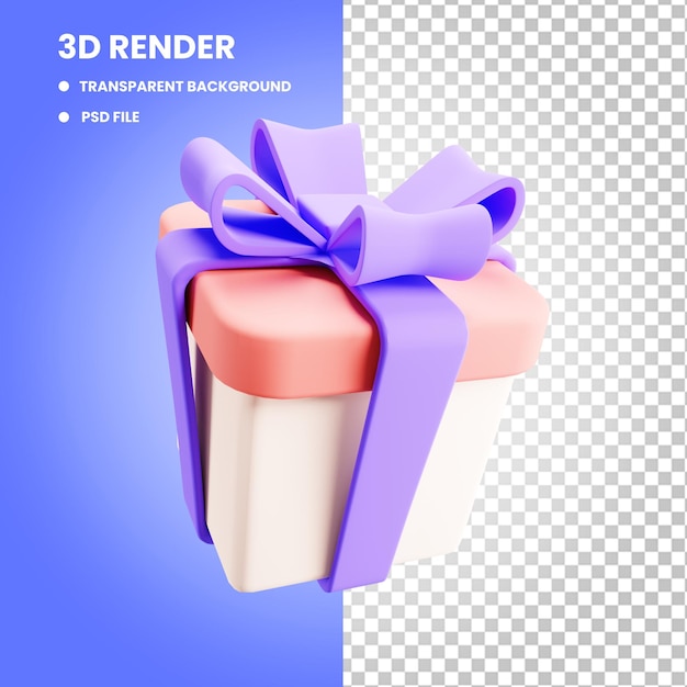 分離された紫色のリボンギフトボックス3dレンダリング