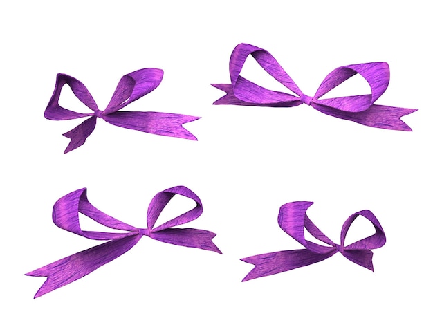 PSD purple ribbons on a white background