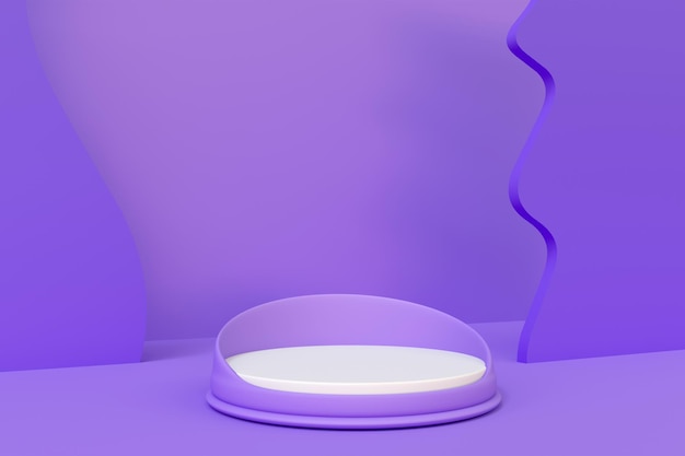 Purple room with podium for product  placement 3d render