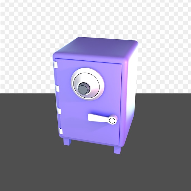 PSD a purple safe with a lock on the bottom.